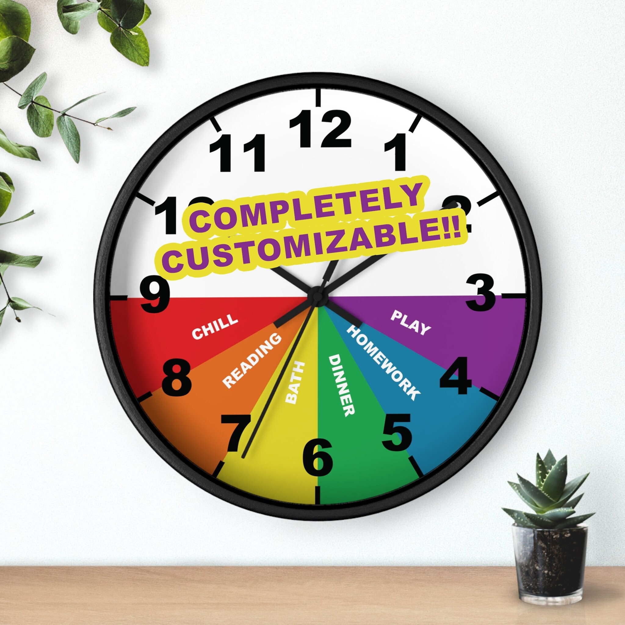 Customizable Daily Schedule Clock For Children Kid s After School Clock Daily Routine Hourly Schedule Color Block Wall Clock Etsy