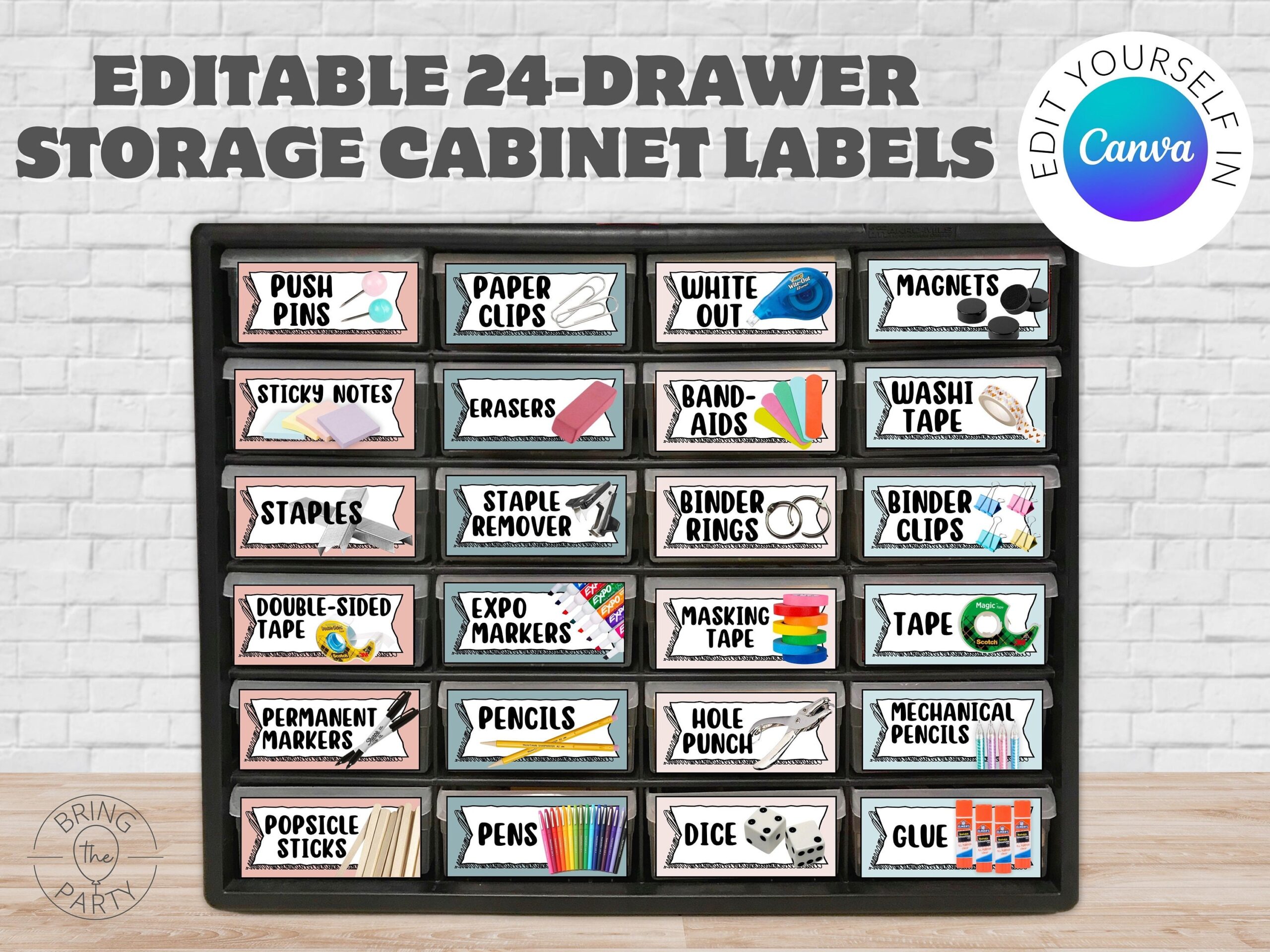 Customizable Labels For Storage Unit 24 drawer Plastic Storage 
