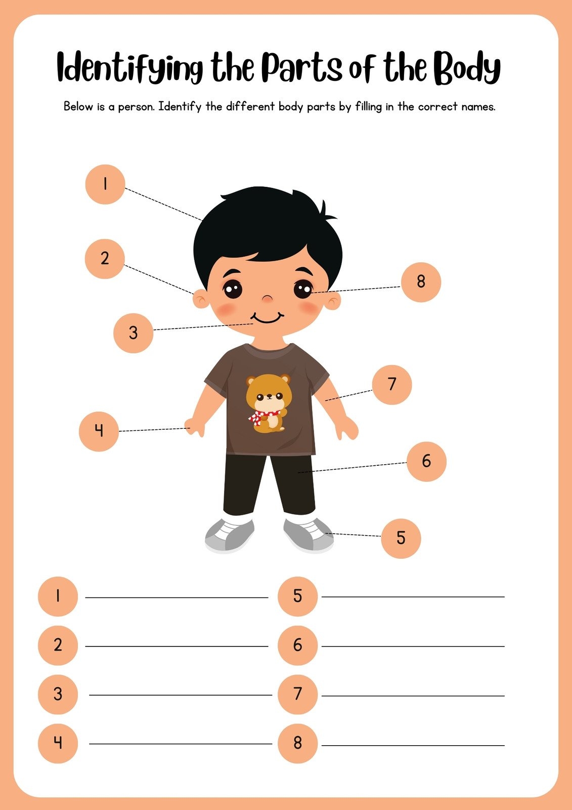 parts of a body worksheet