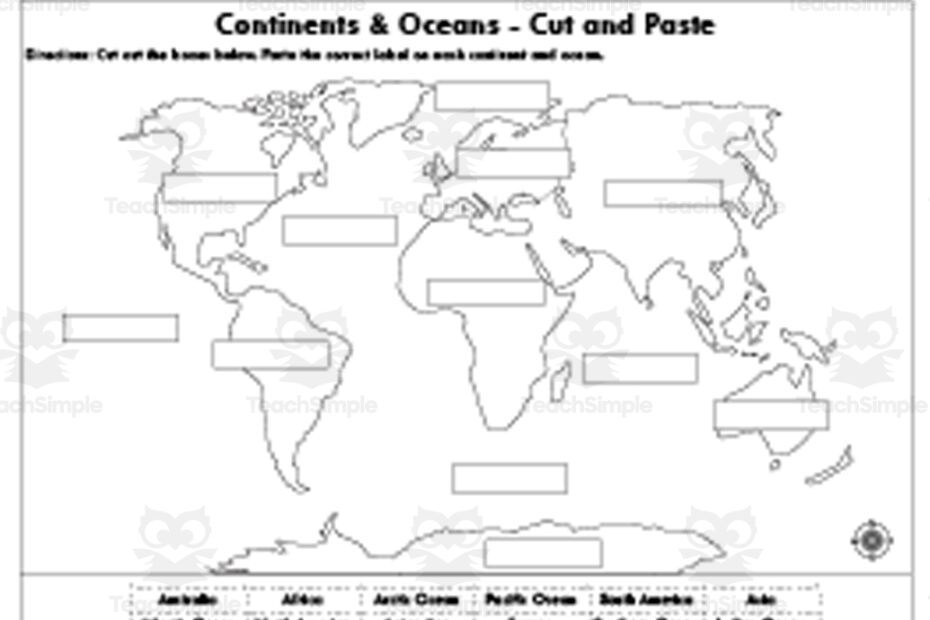 Cut And Paste Continents And Oceans World Map