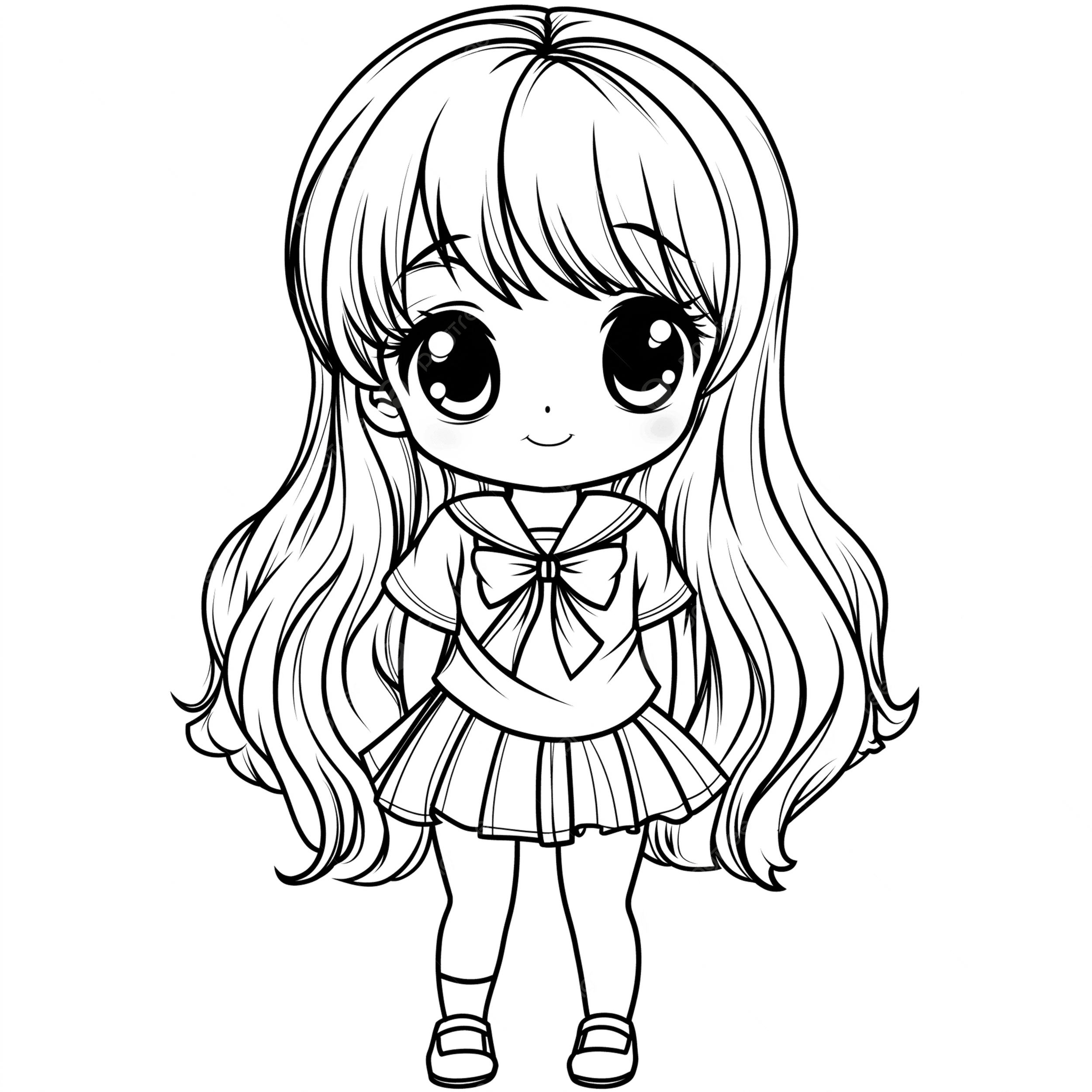 Cute Anime Girl Coloring Page Kawaii Schoolgirl Clipart Kawaii Anime Girls School Girl Clipart Anime Coloring Pages PNG Transparent Image And Clipart For Free Download