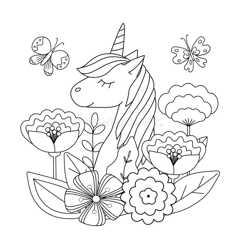 Cute Cartoon Coloring Book Template Kids Stock Illustrations 