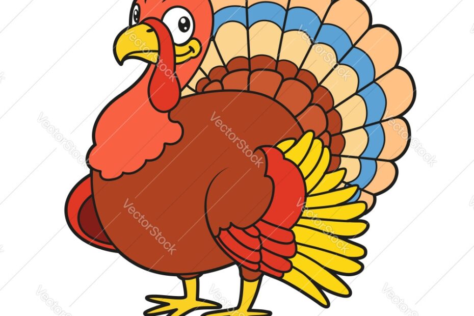 Cute Cartoon Turkey Color Variation For Coloring Vector Image
