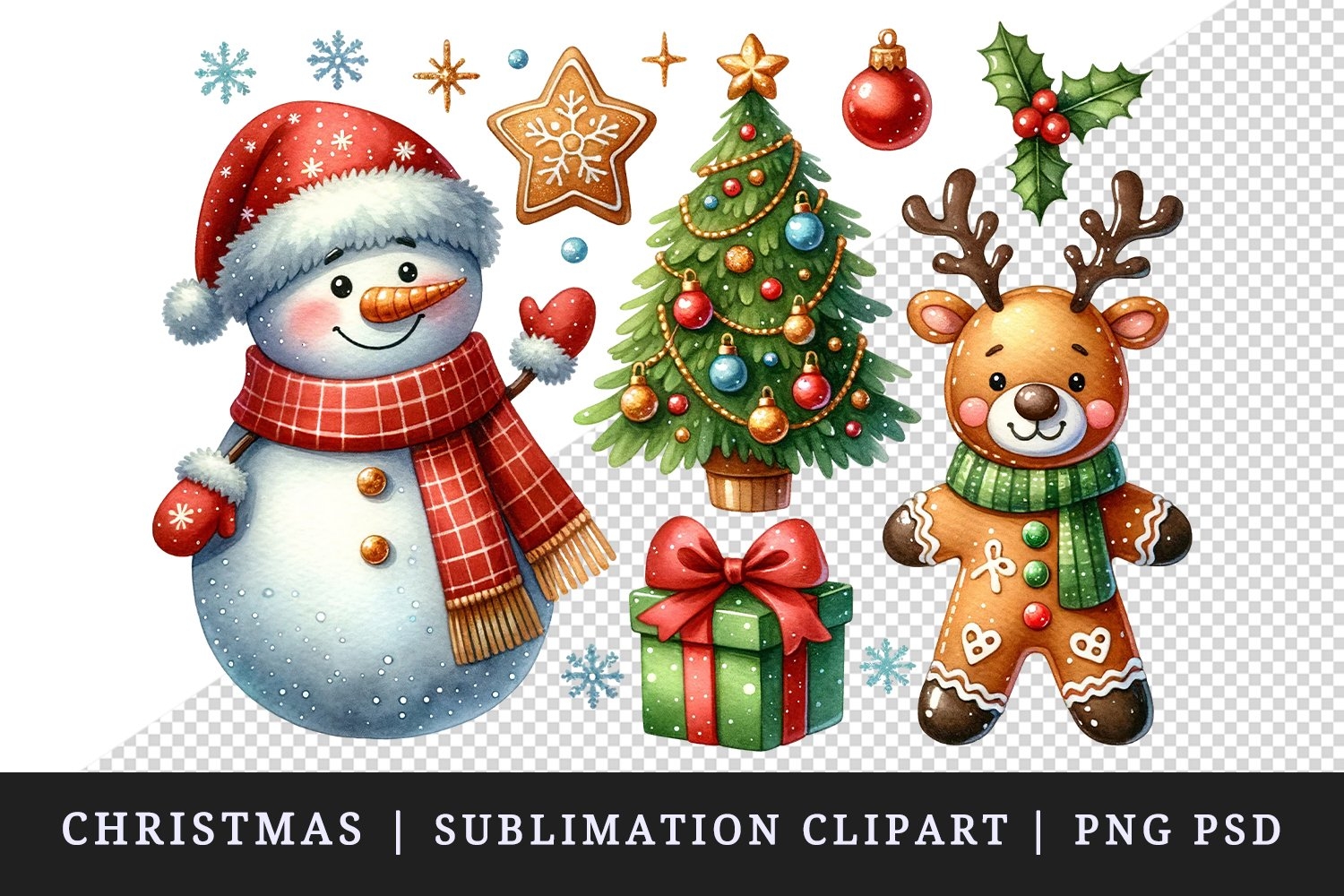 Cute Christmas Clipart Set Sublimation Designs Bundle Png