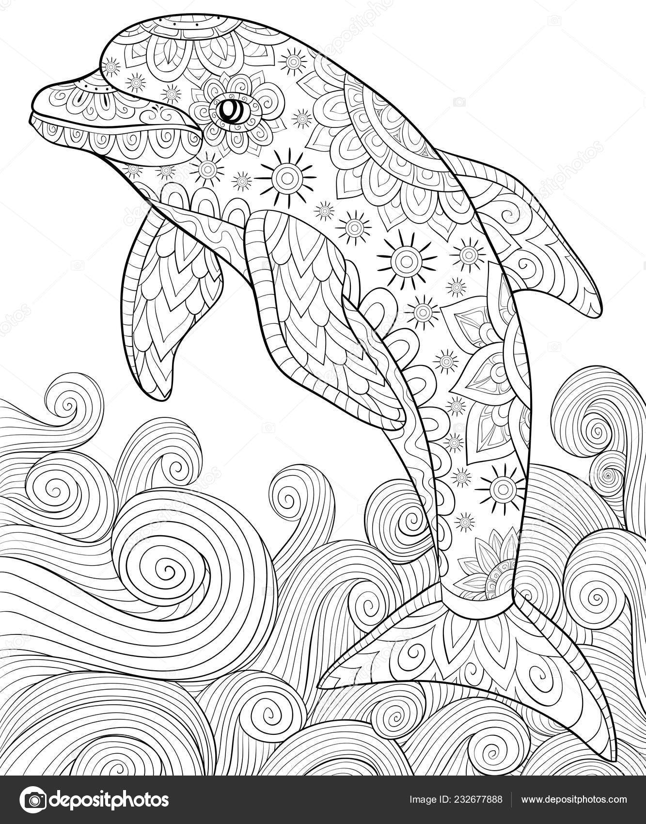 adult coloring pages dolphin
