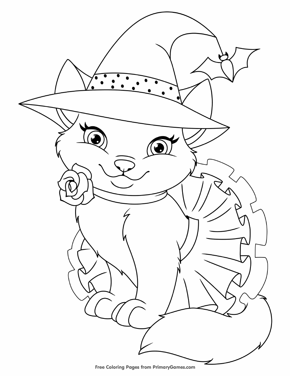 Cute Halloween Cat Coloring Page Download Printable PDF Templateroller