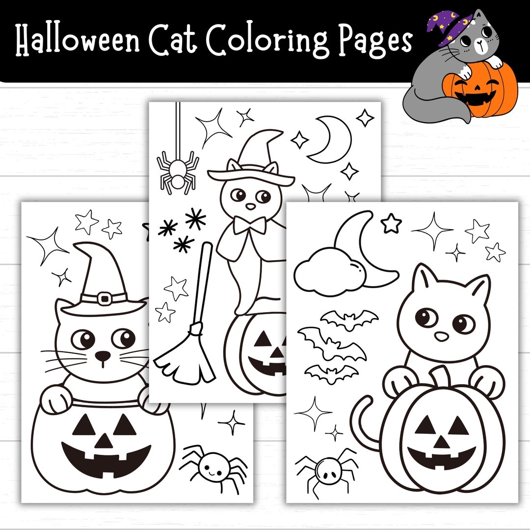 coloring pages halloween cat