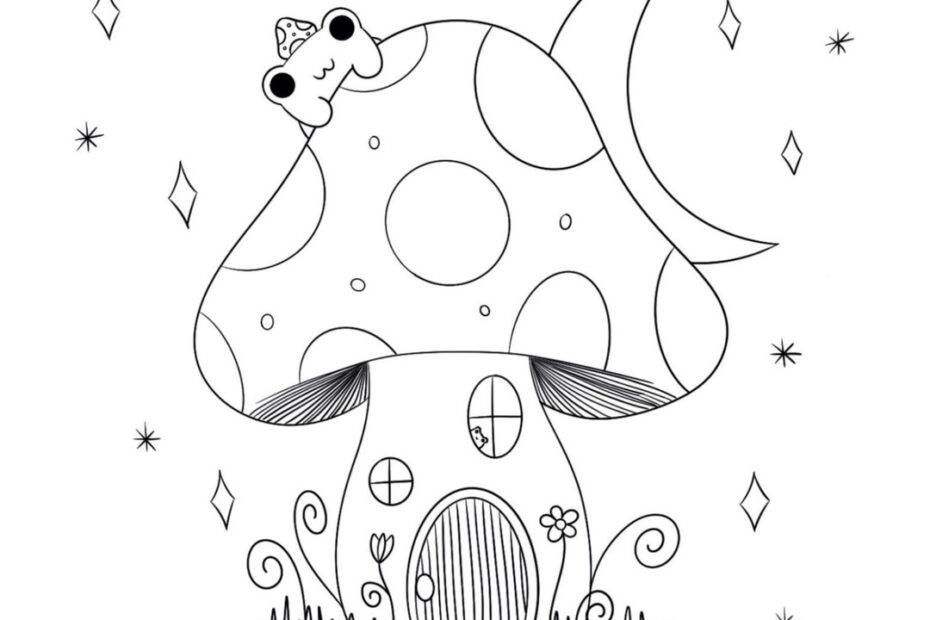 Cute Mushroom Frog Coloring Page Cute Coloring Page Mushroom Frog Coloring Page Printable Coloring Page Cottagecore Coloring Page Etsy