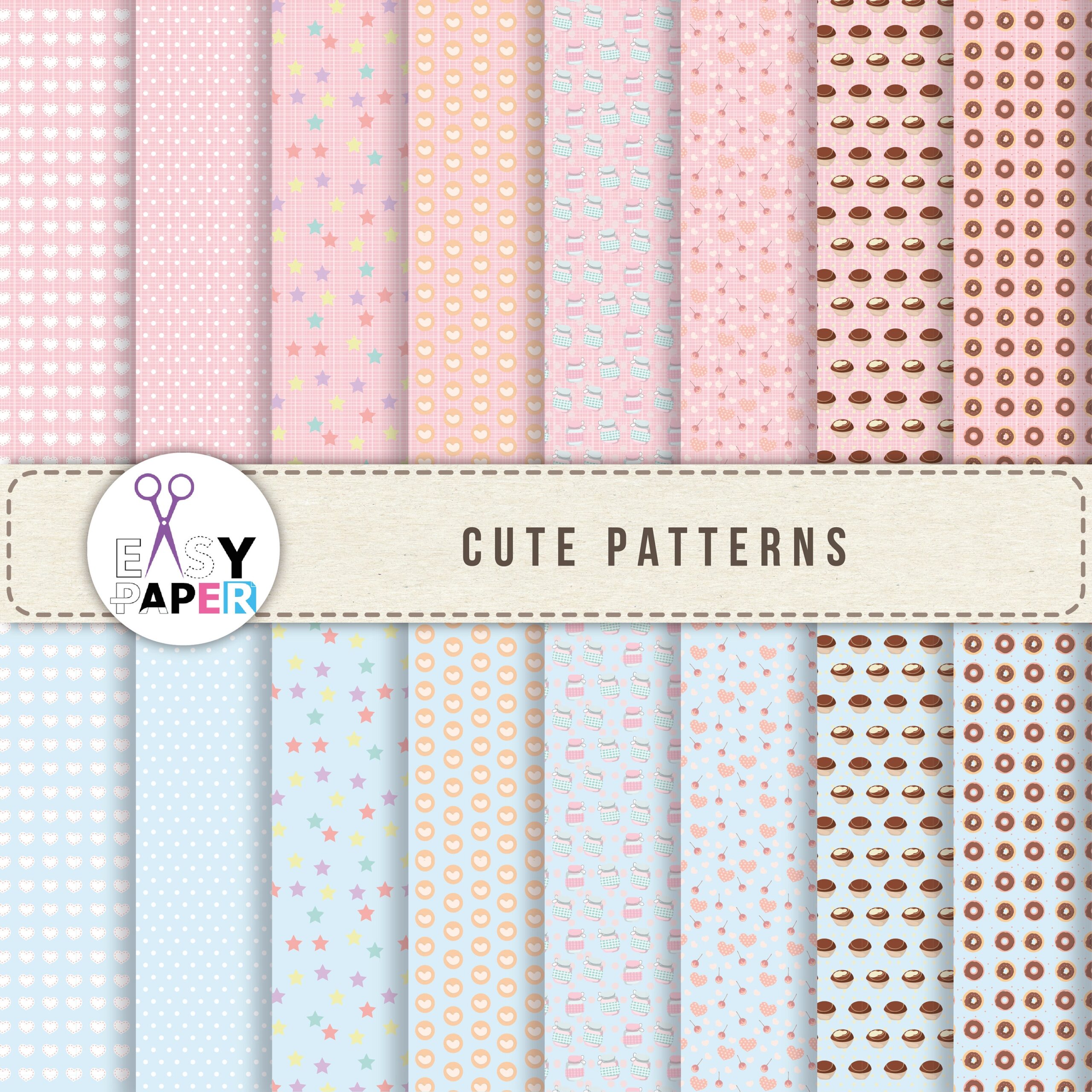 Cute Pattern Digital Paper Downloads Printable Scrapbook Paper 