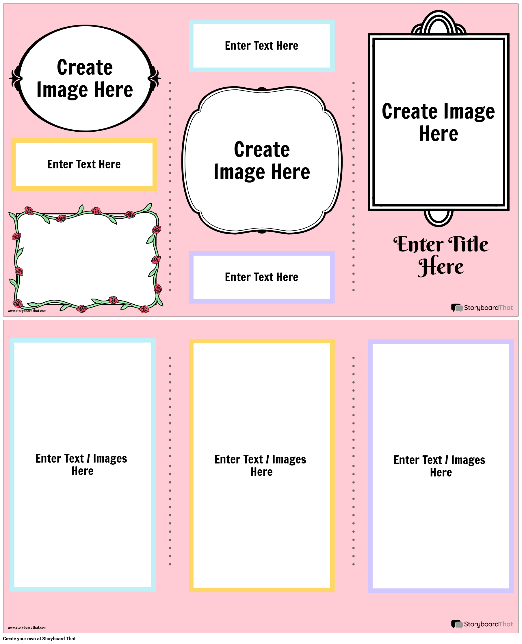 Cute Pink Themed Brochure Poster Template Storyboard