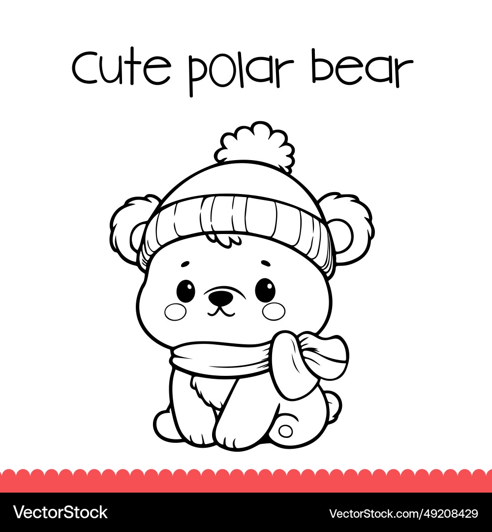 Cute Polar Bear Coloring Page For Kids Royalty Free Vector