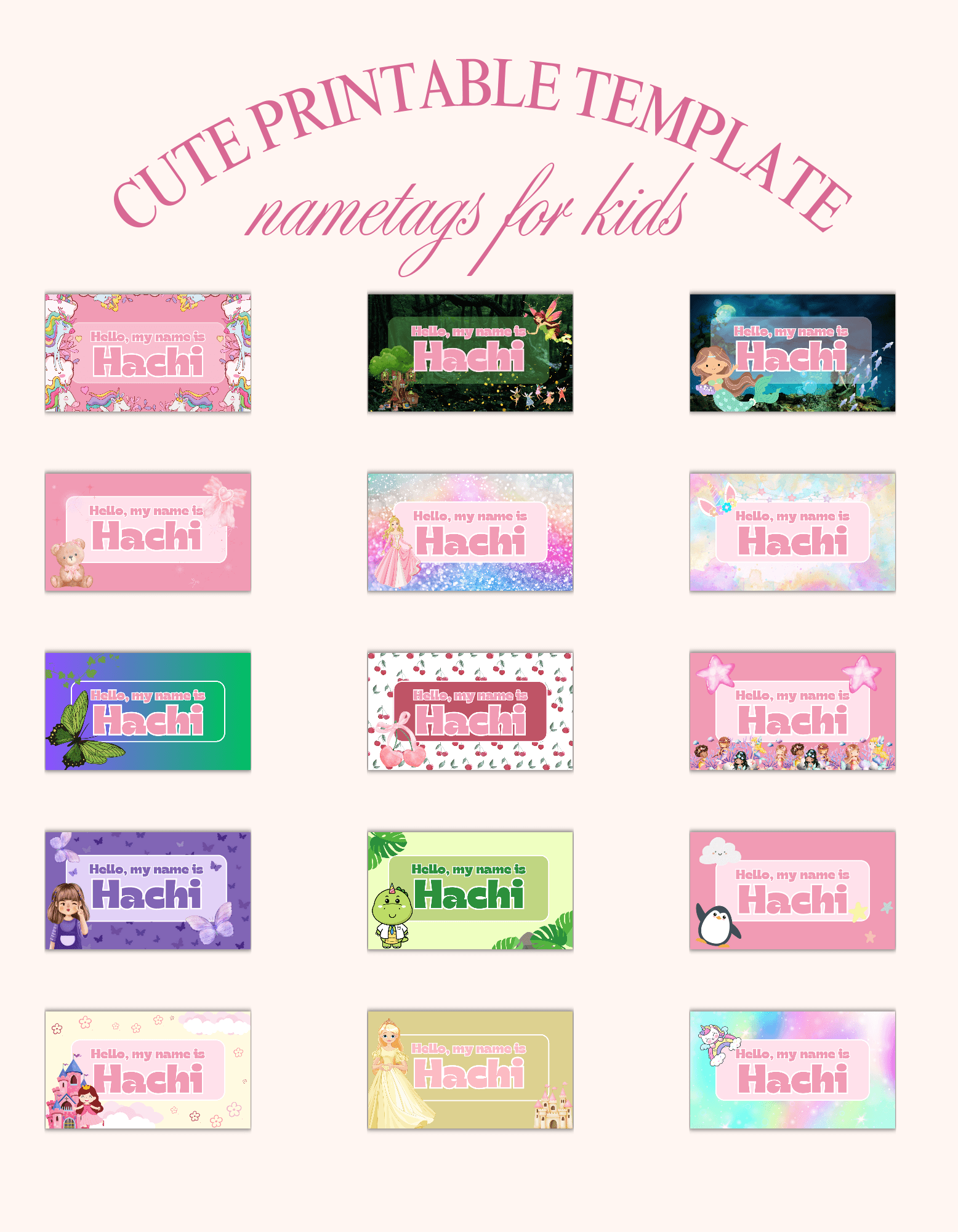 name template printable