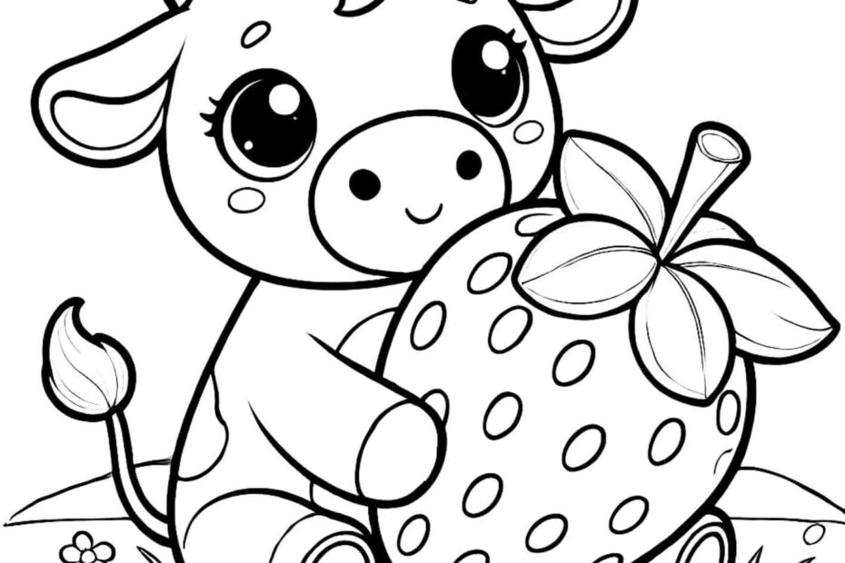 Cute Strawberry Cow Coloring Page Color This Life