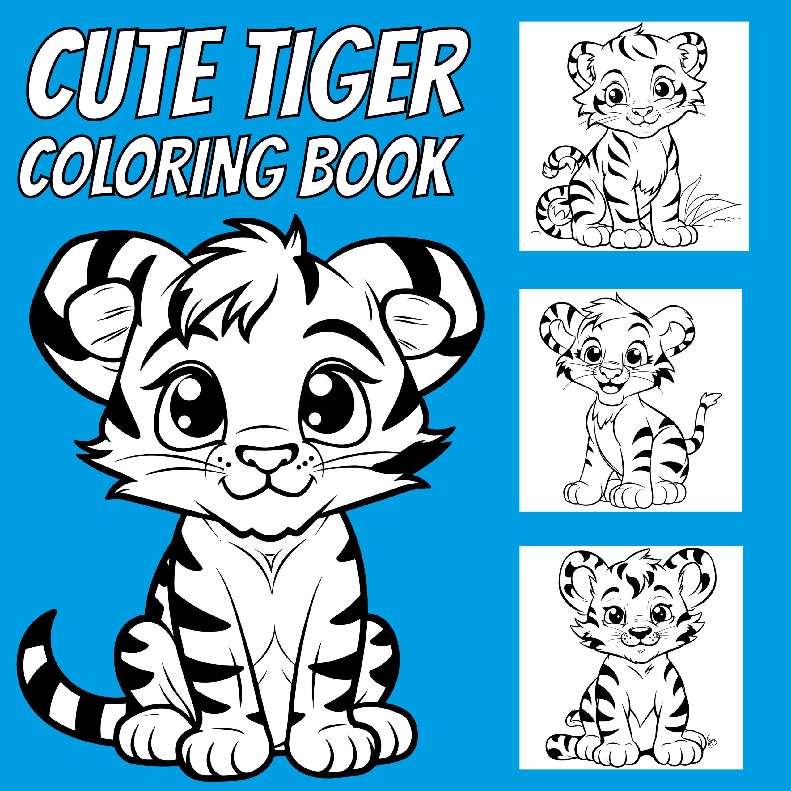 Cute Tiger Coloring Book For Girls Boys Big And Simple Baby Tiger 