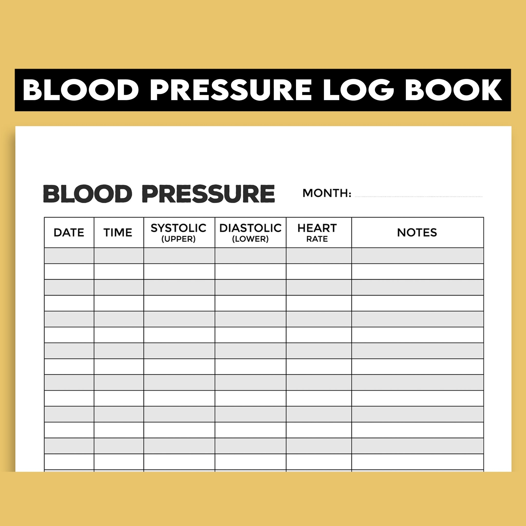 Daily Blood Pressure Sheet PDF High Blood Pressure Log Book Printable Blood Pressure Chart Hypertension Logbook Heart Rate Tracker Etsy UK