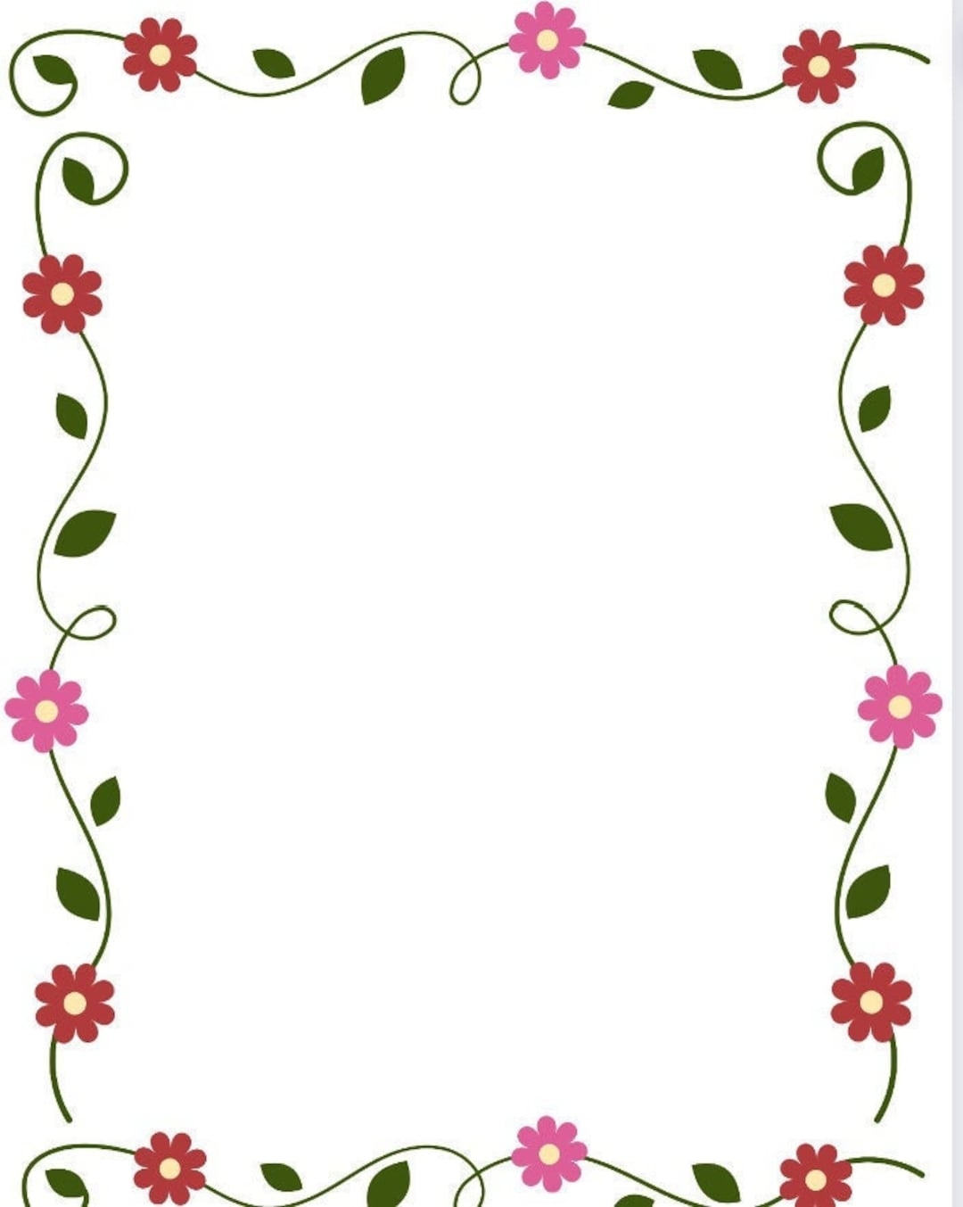 Daisy Bright Pink Red Flower PNG Pdf Border Printable Instant Download Floral Paper Flower Frame Minimal Clipart Garden Border Gift Etsy