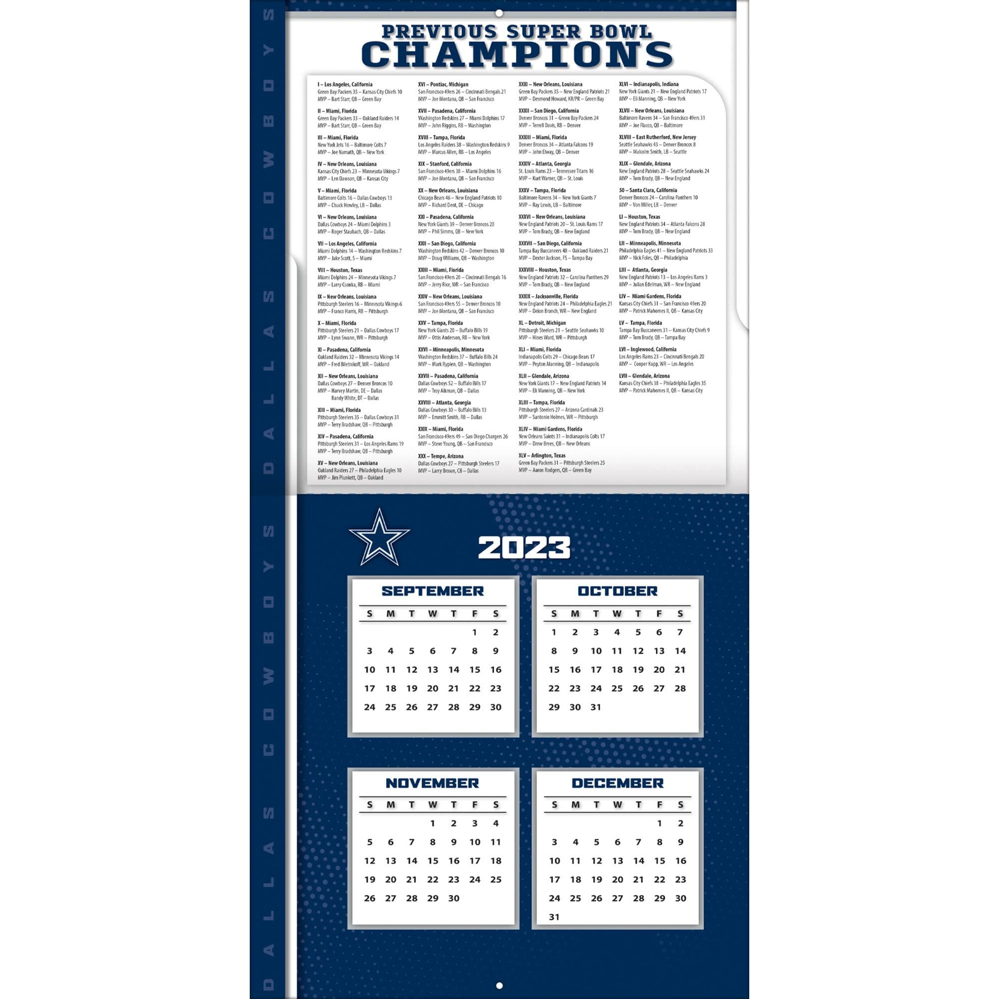 Dallas Cowboys 2024 12x12 Team Wall Calendar Amazon in Office Products