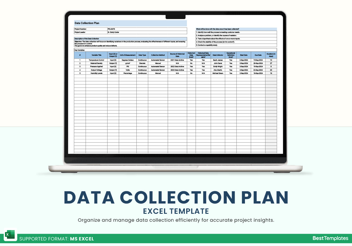 Data Collection Plan Excel Template Best Templates