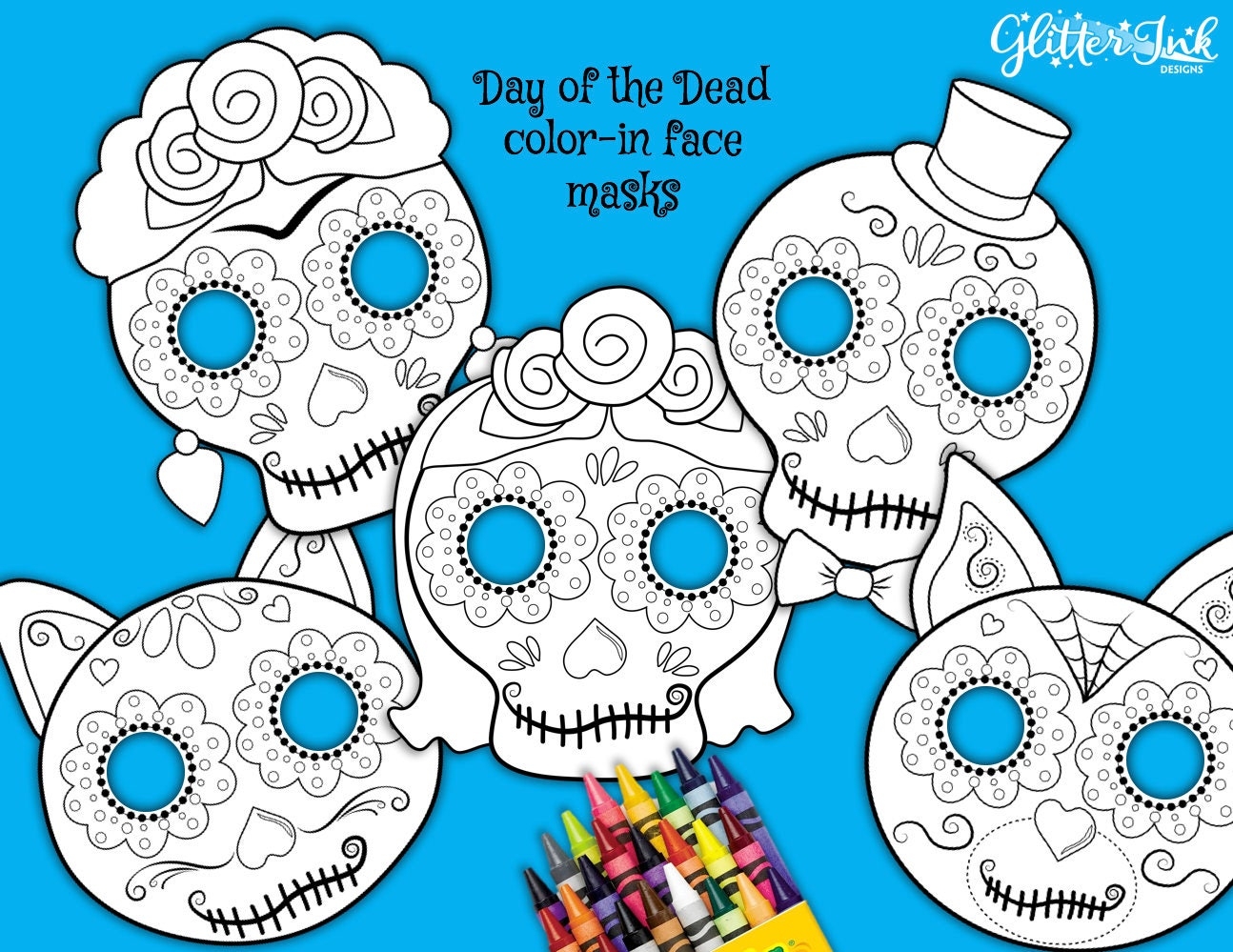 free printable sugar skull mask template