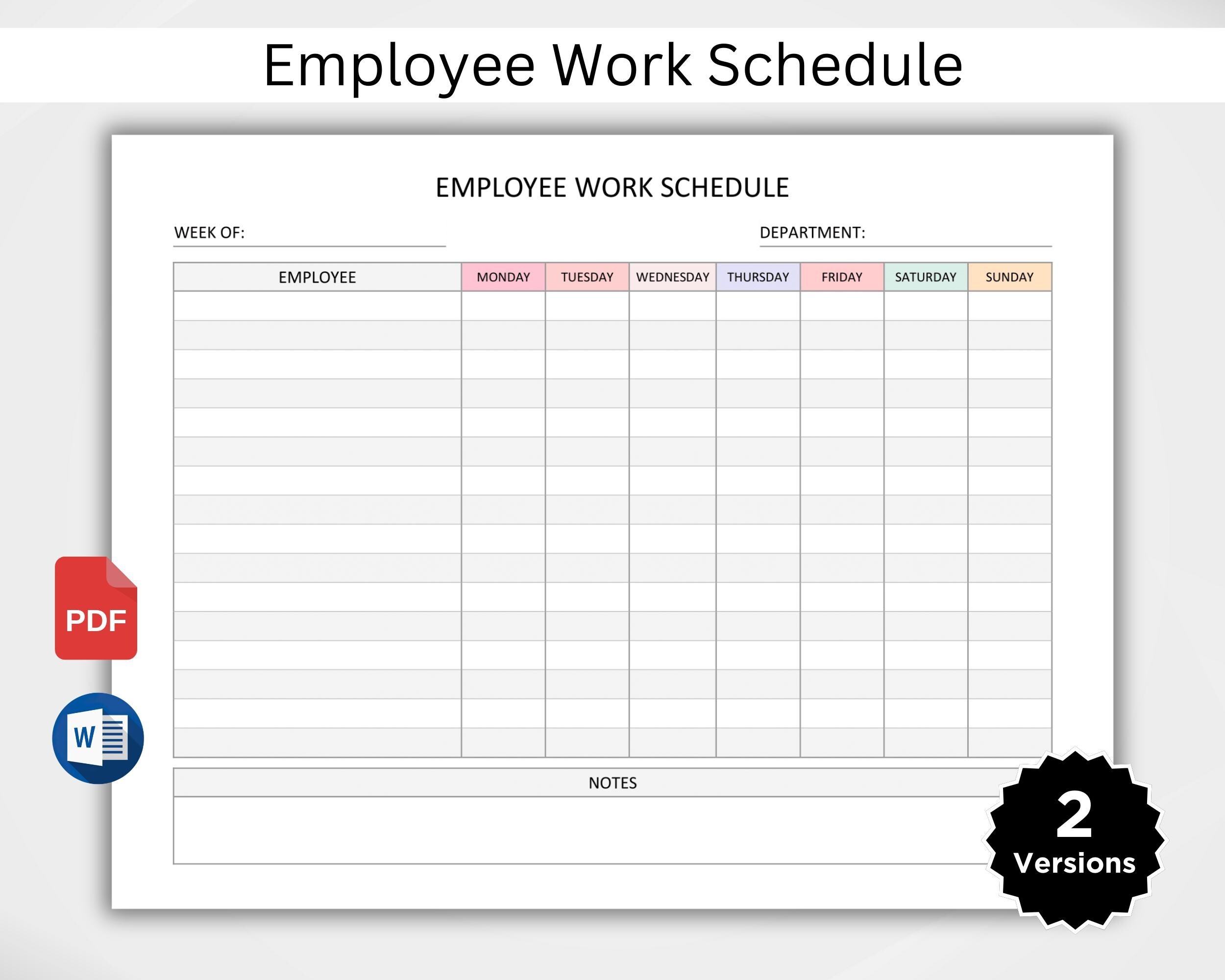 Daycare Employee Schedule Etsy