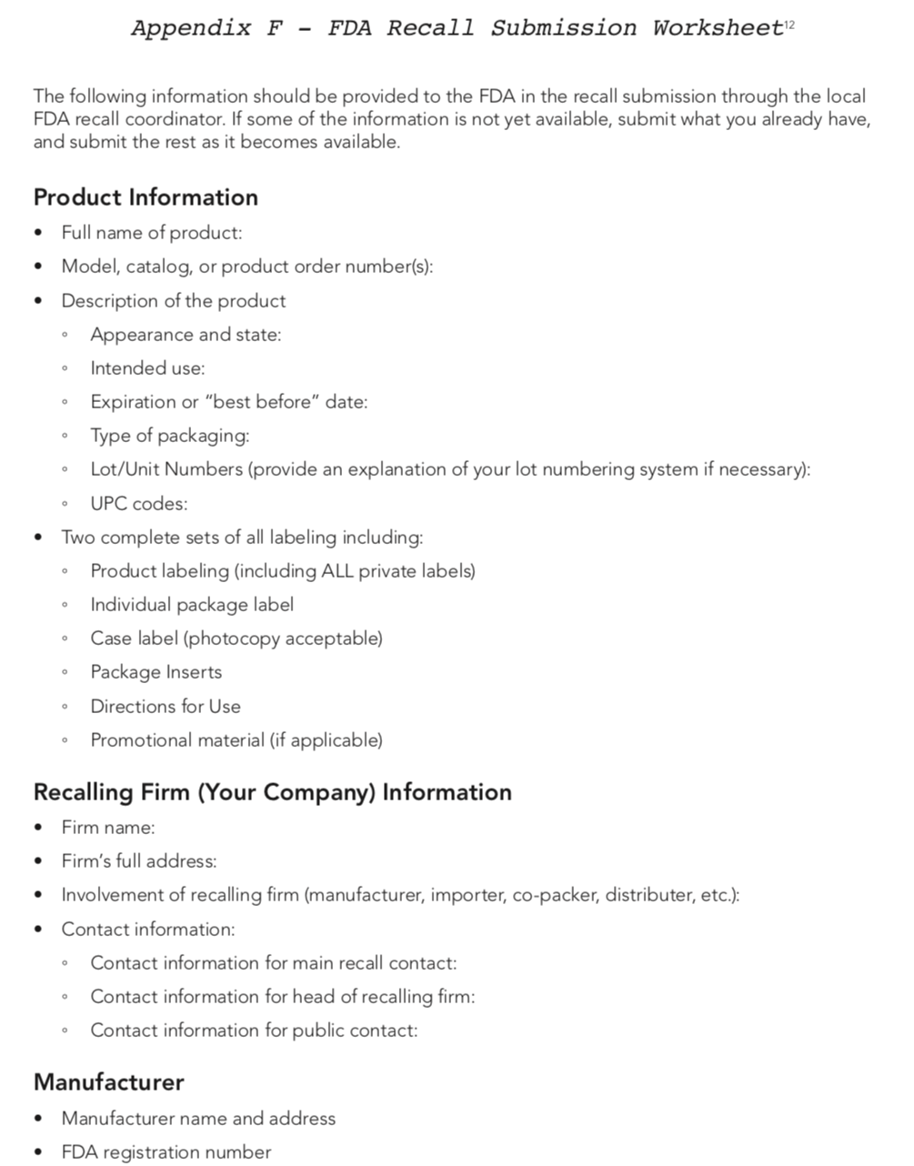 Developing A Recall Plan A Guide For Small Food Processing 
