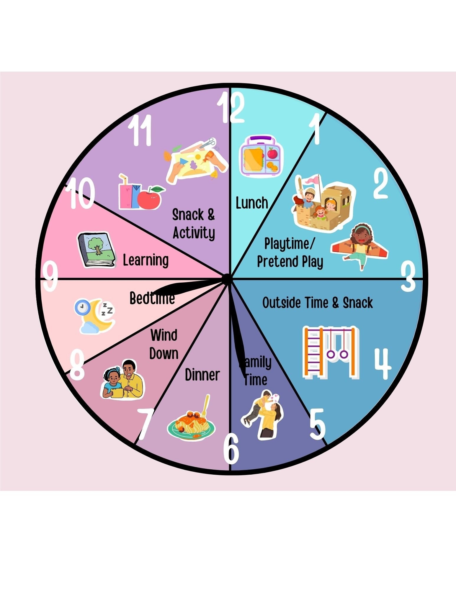 Digital Editable Summer Clock Schedule Template Printable 8