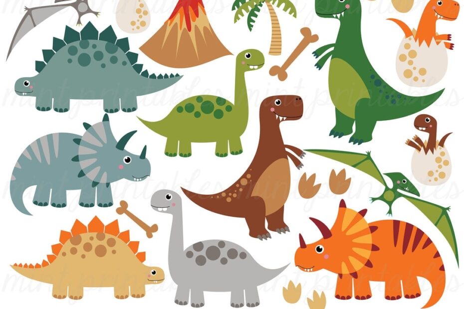 Dinosaur Clipart Dinosaurs Clip Art Tyrannosaurus Rex Stegosaurus Triceratops Pterodactyl Egg Commercial U0026 Personal BUY 2 GET 1 FREE Etsy