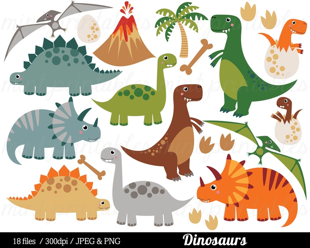 Dinosaur Clipart Dinosaurs Clip Art Tyrannosaurus Rex Stegosaurus Triceratops Pterodactyl Egg Commercial U0026 Personal BUY 2 GET 1 FREE Etsy