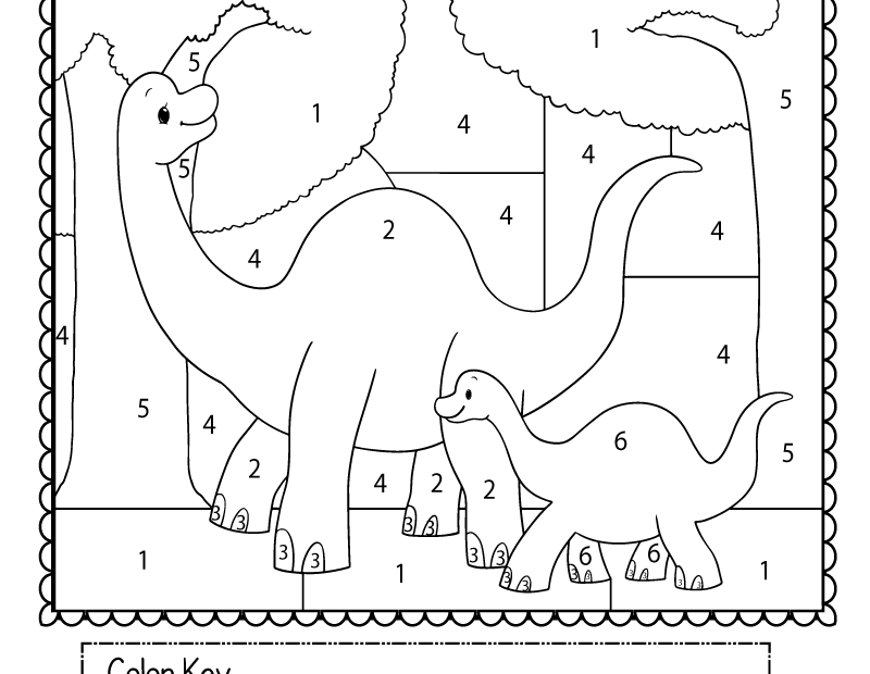 Dinosaur Color By Number Worksheet Free Printable Digital U0026 PDF