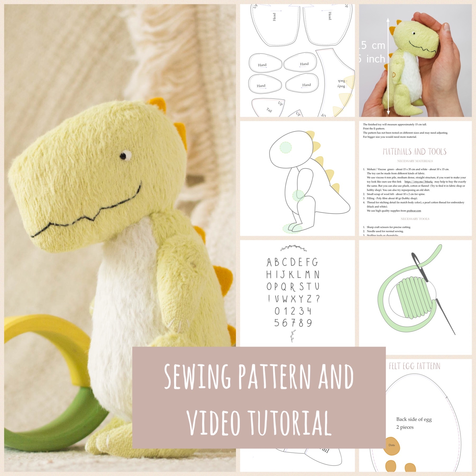 Dinosaur In Egg Sewing Pattern Pdf And Video Tutorial