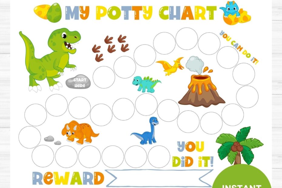 Dinosaur Potty Chart Printable Potty Training Chart Boy Sticker
