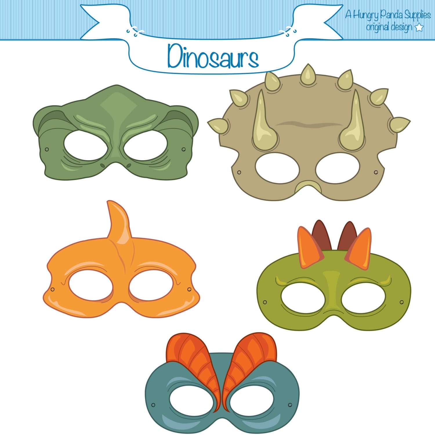 Dinosaurs Printable Masks Dinosaur Mask Trex Mask Triceratops Pterodactyl Stegosaurus Jurassic Dinosaur Costume Dino Masks