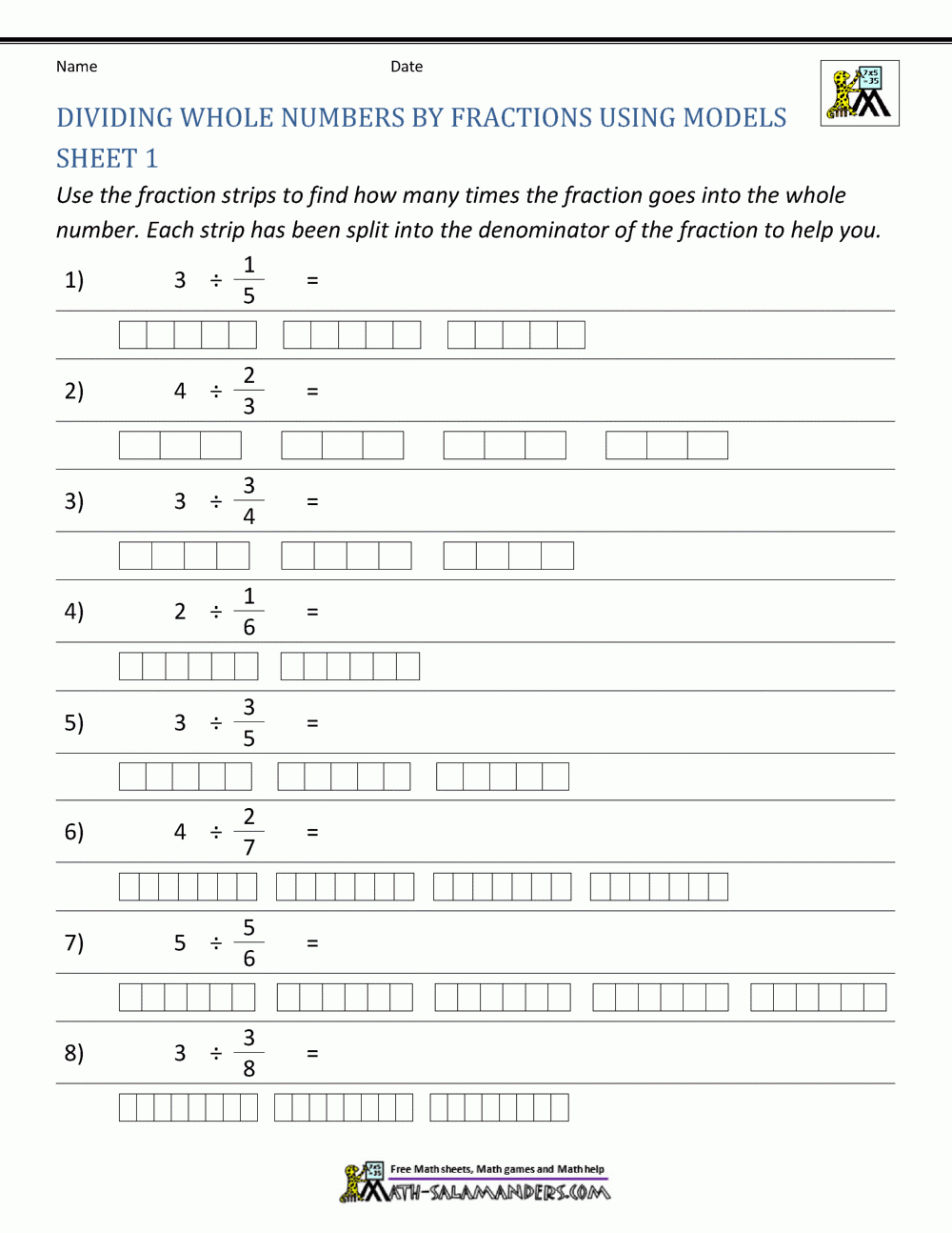 dividing fractions worksheet pdf