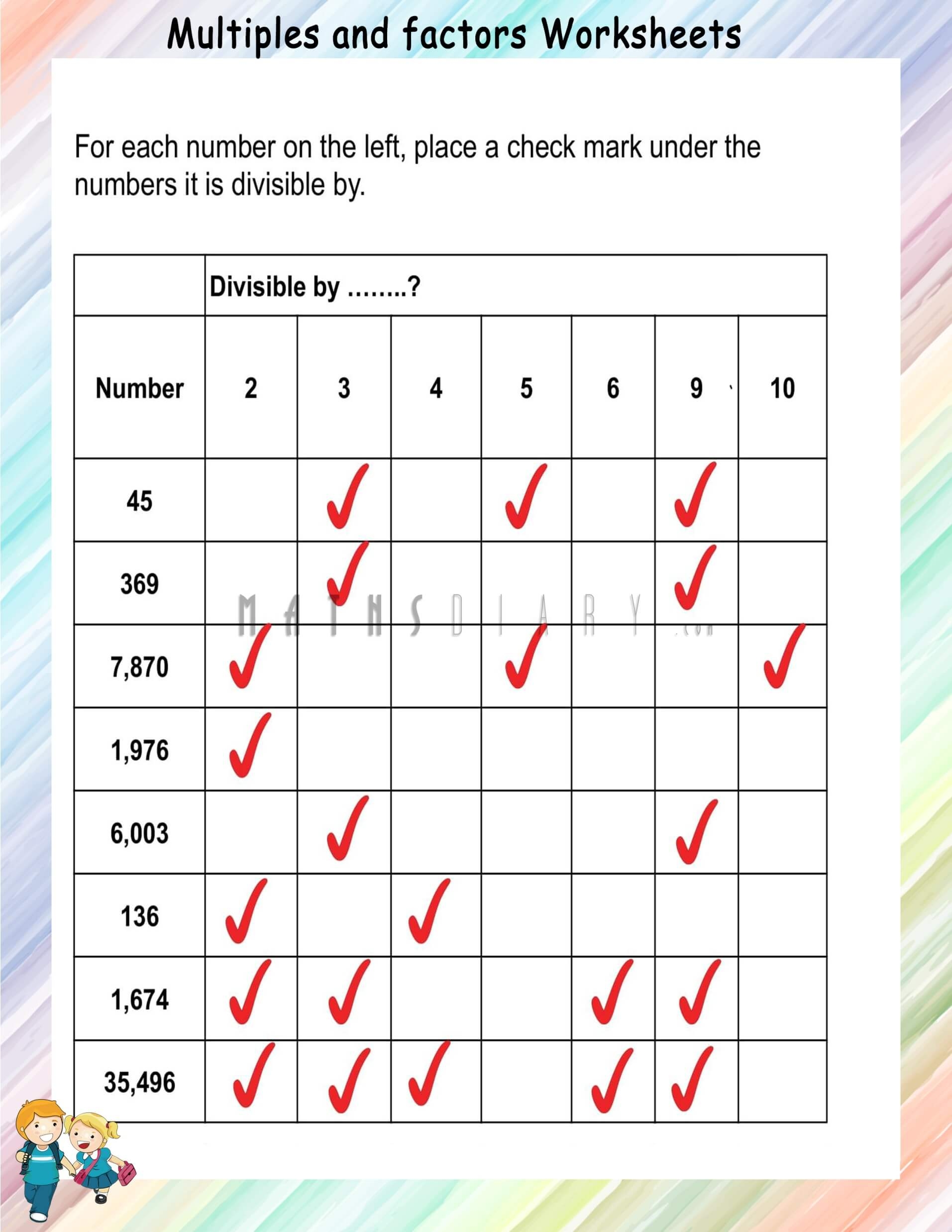 Divisibility Rules Worksheets Math Worksheets MathsDiary 