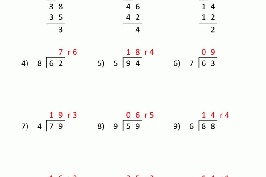 Division Worksheets 3rd Grade