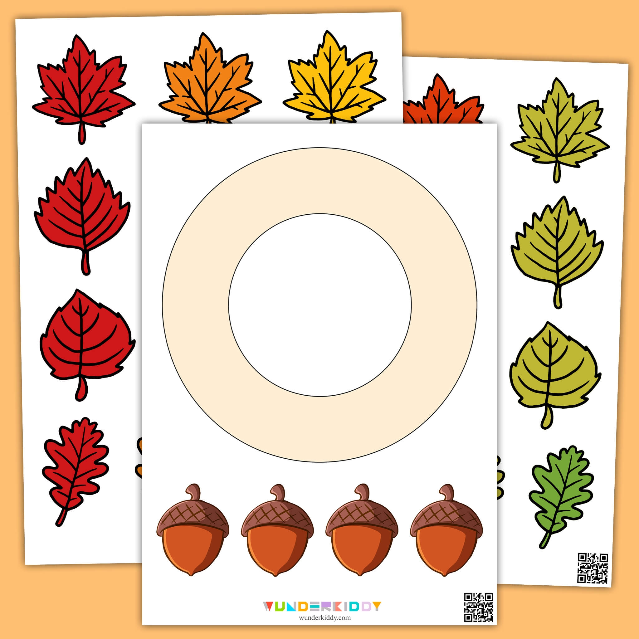 DIY Autumn Leaves Wreath Printable Craft Template For Kids