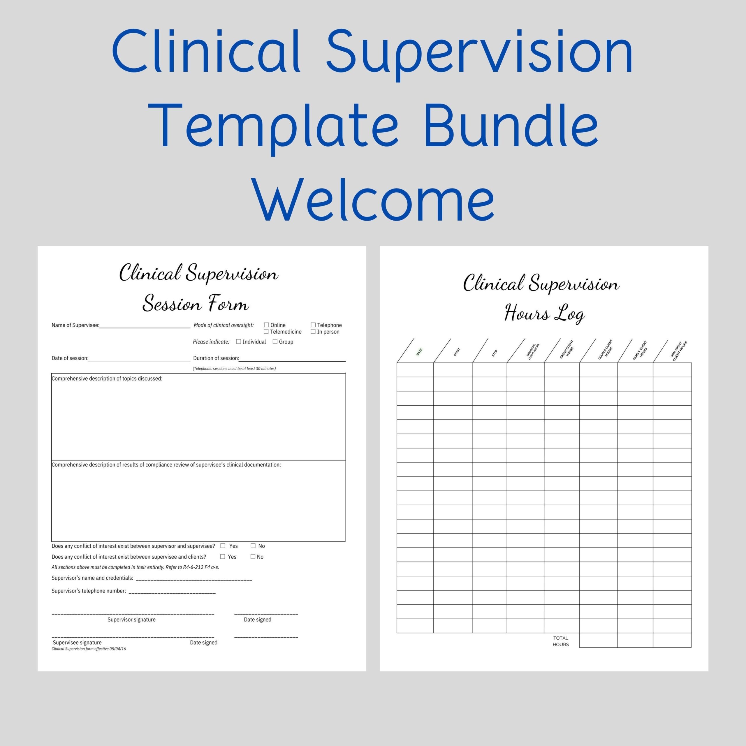 DIY Clinical Supervision Session Form And Hours Log CANVA Template Minimalist Clinical Hours Log Personalized Etsy