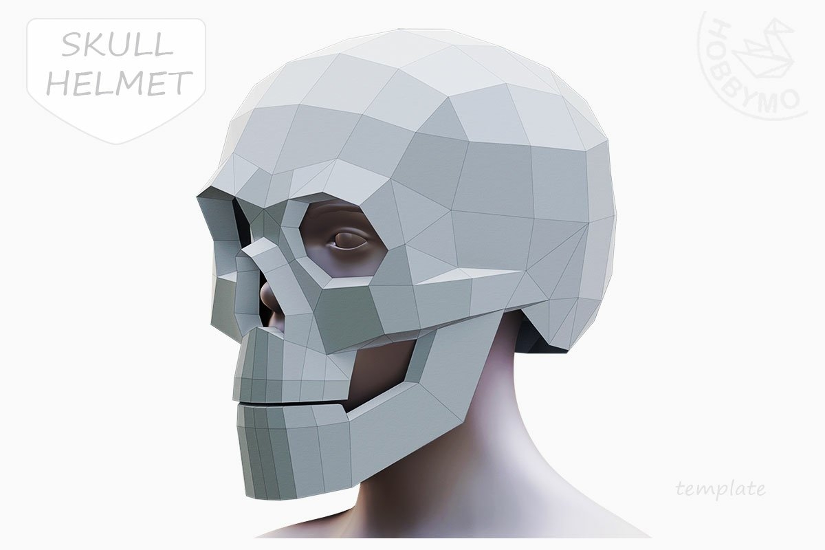 DIY Paper Skull Helmet 3D Papercraft Template PDF