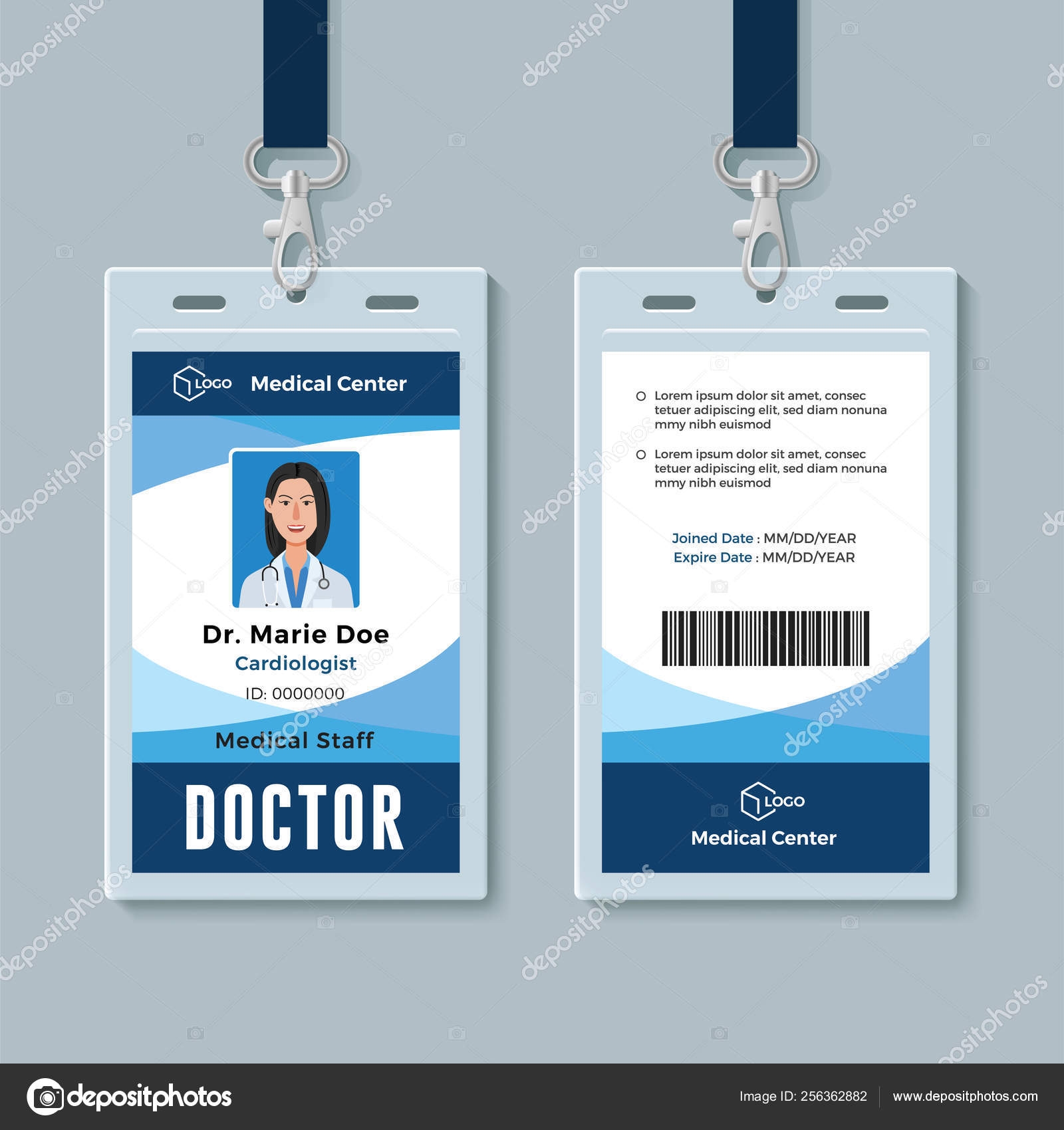 Doctor ID Badge Medical Identity Card Design Template Stock 