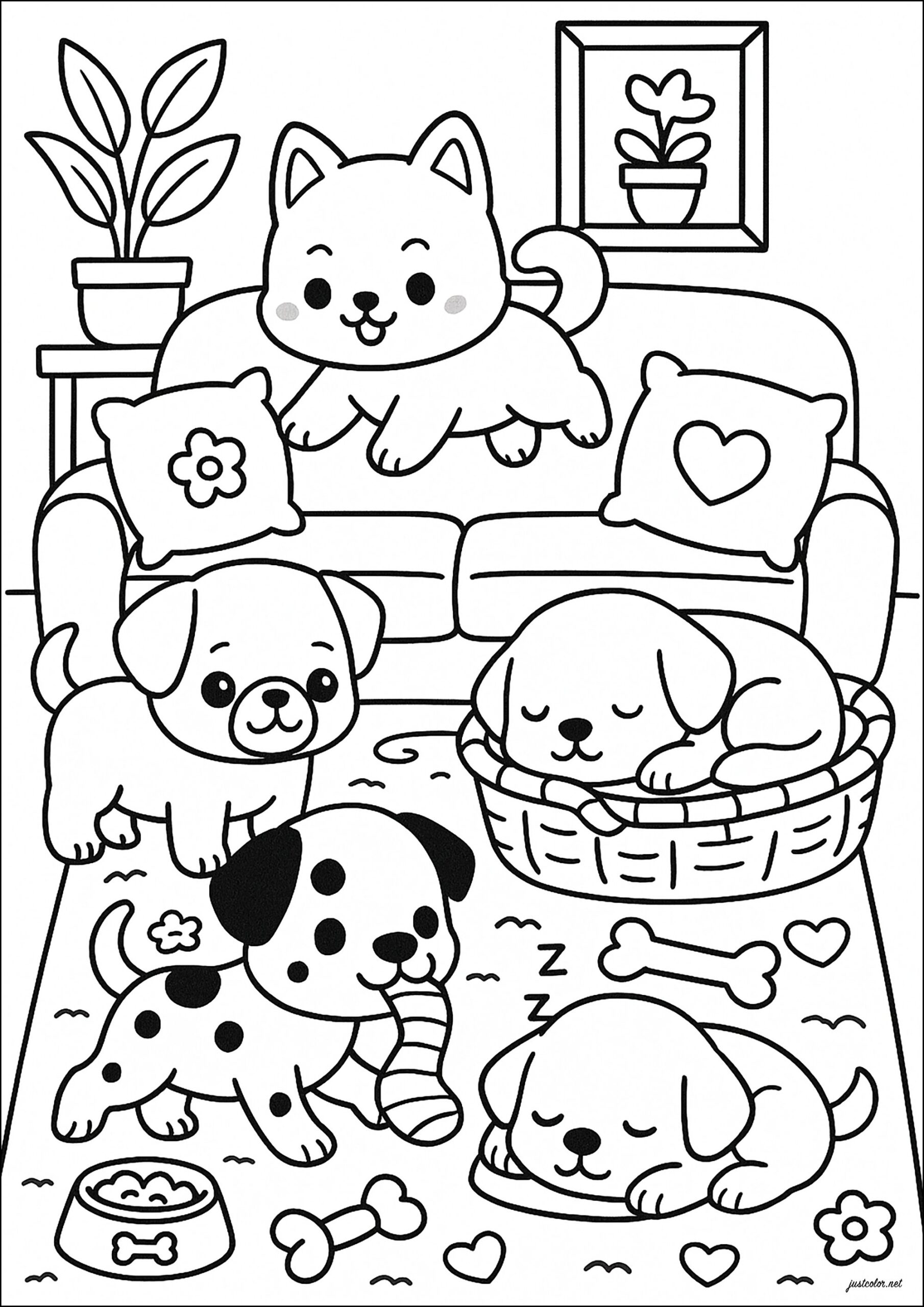 printable pictures to color of dogs