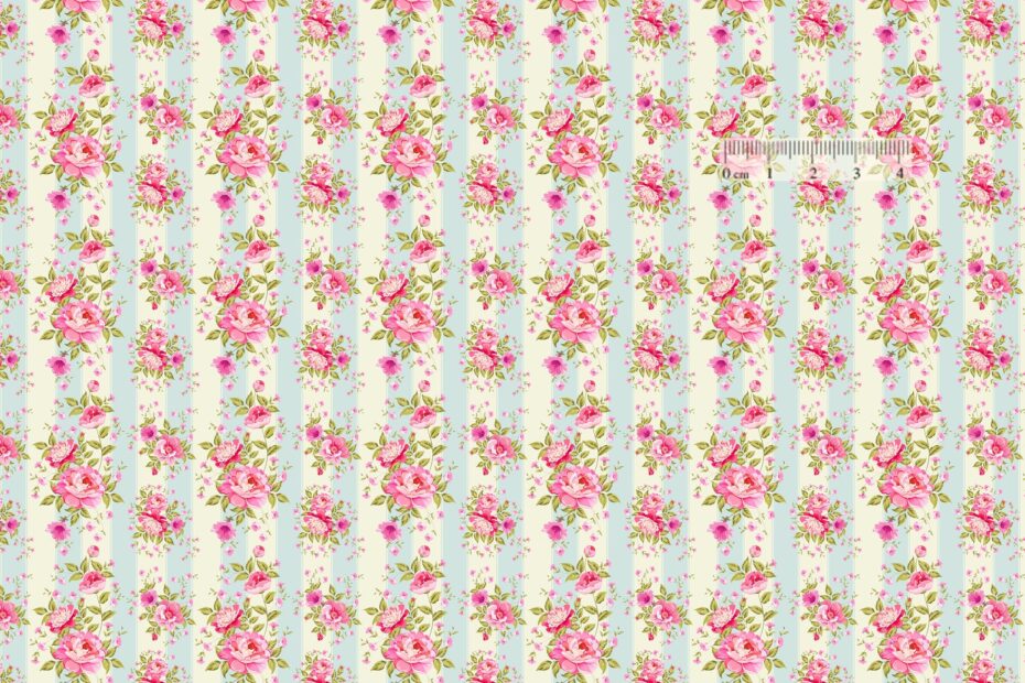 Dollhouse Miniature Printable Wallpaper 12th Scale DIY Printable Vintage Floral Blue Strips Pattern Wallpaper digital File Etsy