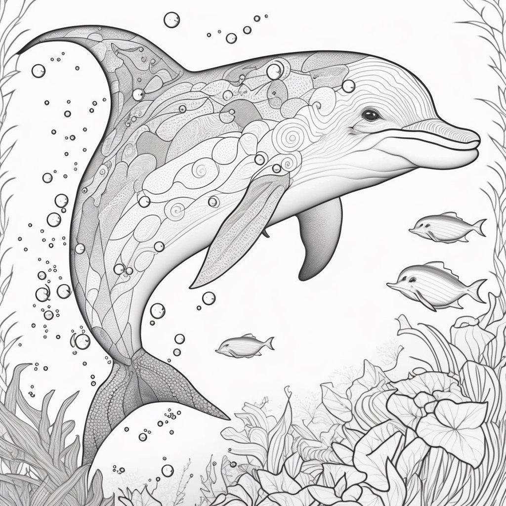 Dolphin Coloring Book Page Instant Download