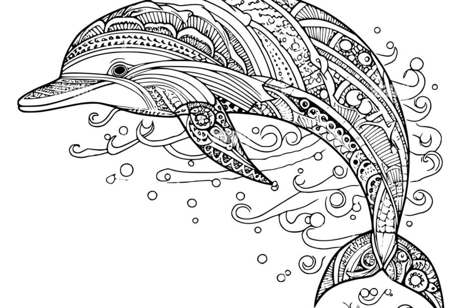 Dolphin Coloring Pages For Adults Stock Vector Images Alamy