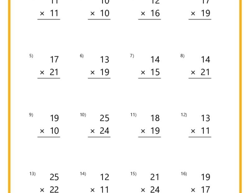Double Digit Multiplication Worksheets