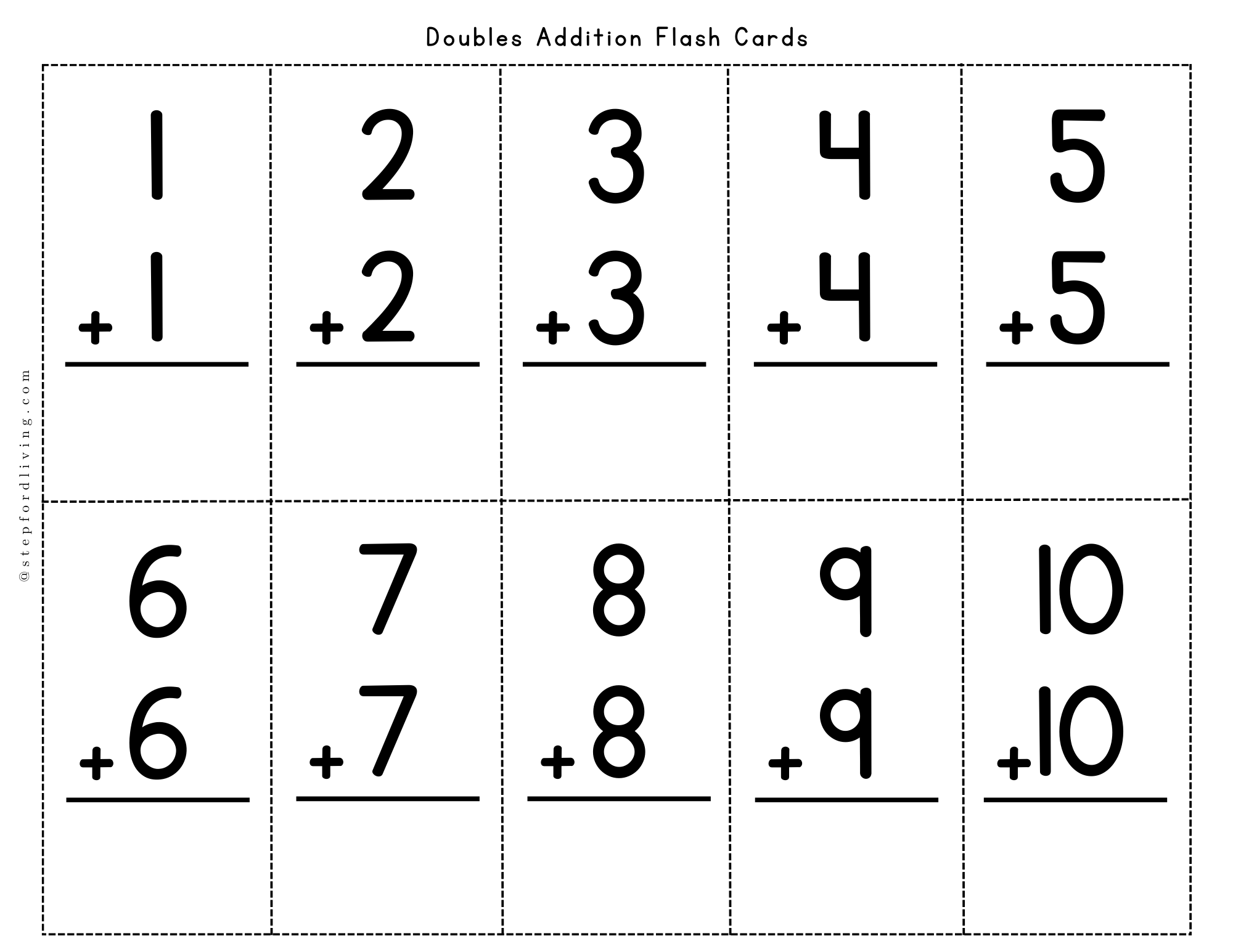 Doubles Addition Flash Cards FREE Worksheets Library