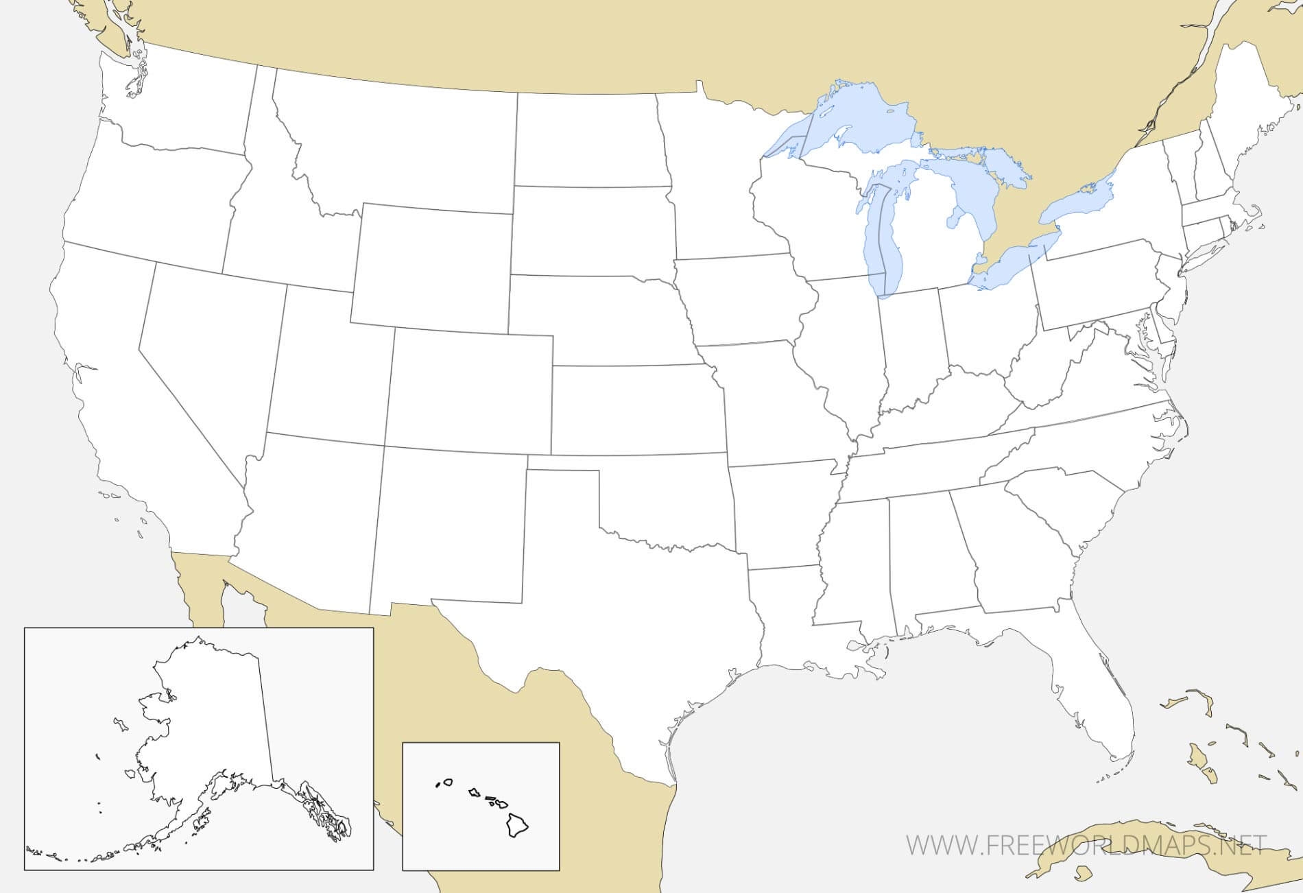 empty us map printable