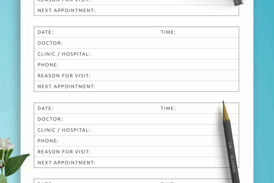 Download Printable Doctor Visits Template PDF