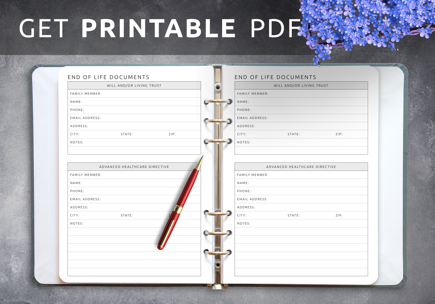 end of life planning worksheet