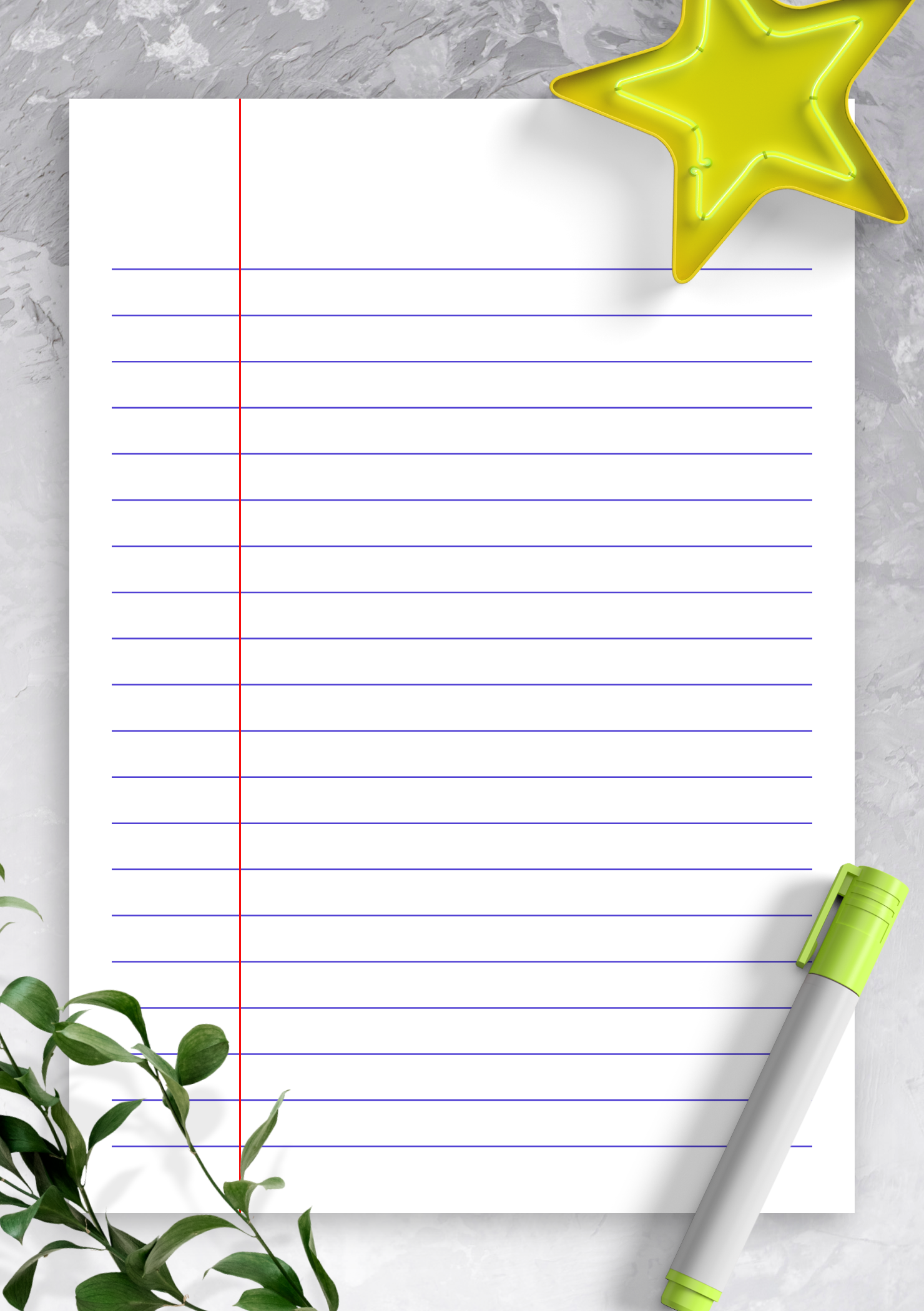 wide ruled printable paper
