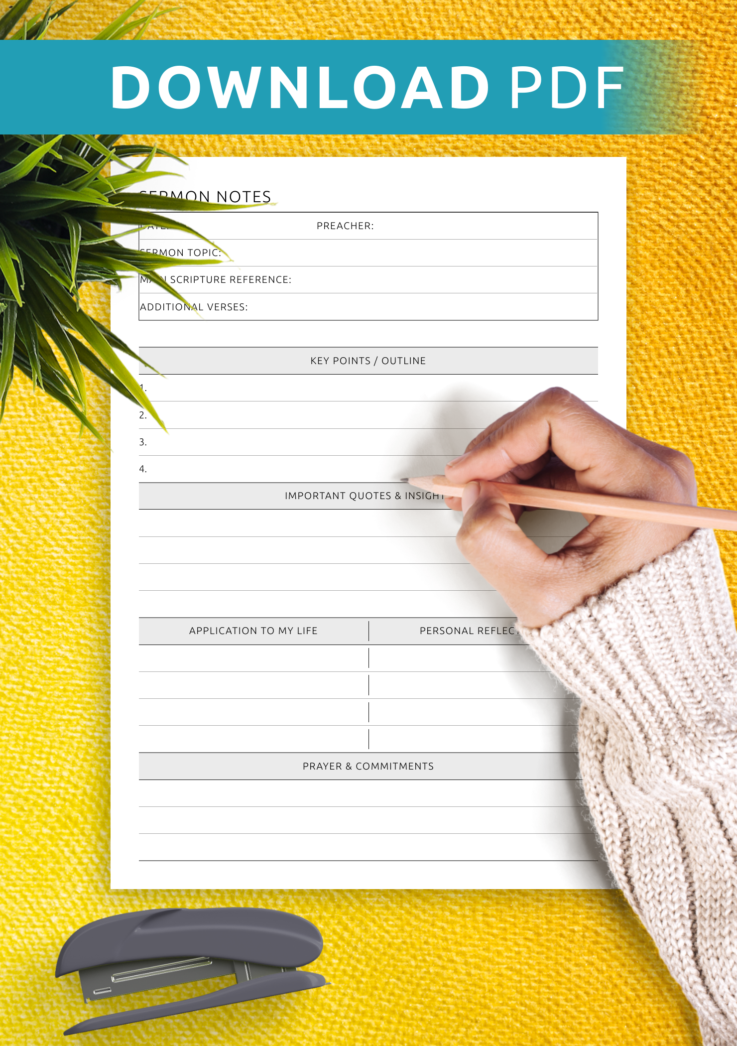 Download Printable Sermon Notes Template Template PDF For Your 